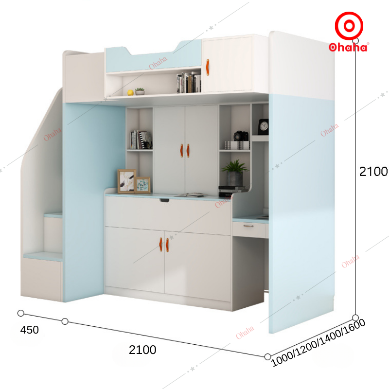 Giường tầng thông minh Ohaha kết hợp tủ và bàn học - GTHĐ031