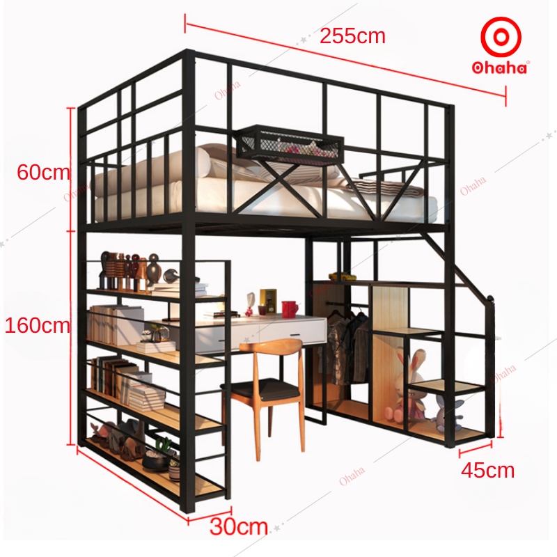 Giường tầng thông minh khung sắt Ohaha - GTS043