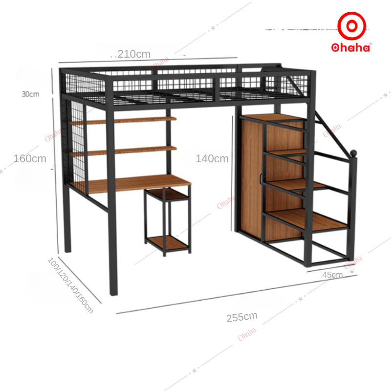 Giường tầng thông minh khung sắt Ohaha - GTS044