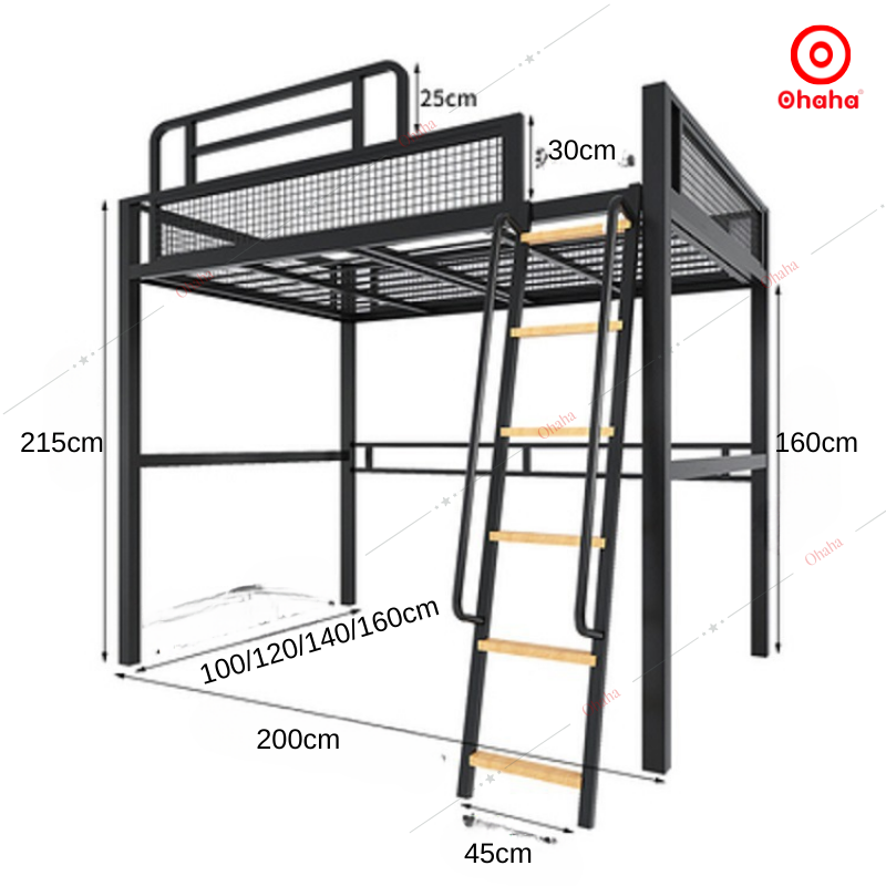 Giường tầng thông minh khung sắt Ohaha - GTS039