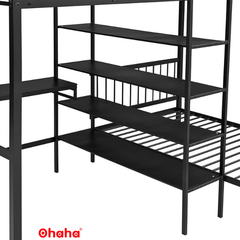 Giường tầng thông minh khung sắt Ohaha có kệ và bàn học - GTS017