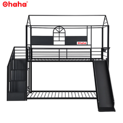 Giường tầng thông minh khung sắt Ohaha có cầu trượt - GTS011