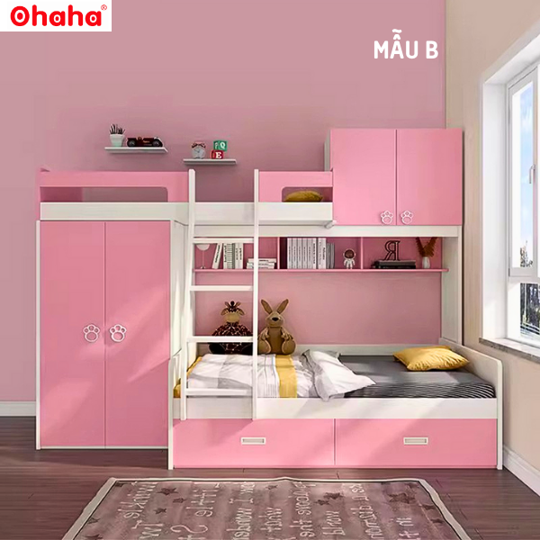 Giường tầng thông minh Ohaha kết hợp tủ áo - GTTM002