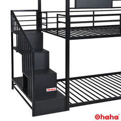 Giường tầng thông minh khung sắt Ohaha có cầu trượt - GTS011