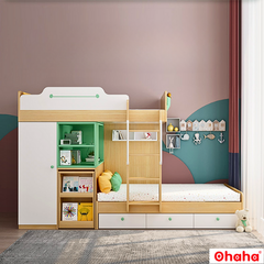Giường tầng thông minh Ohaha kết hợp tủ áo và bàn học - GTTM016