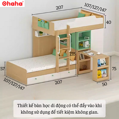 Giường tầng thông minh Ohaha kết hợp tủ áo và bàn học - GTTM016