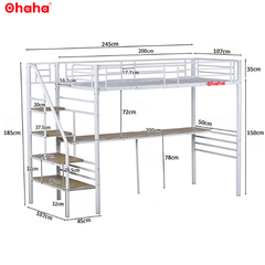 Giường tầng thông minh khung sắt Ohaha có bàn học - GTS012
