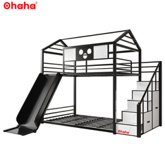 Giường tầng thông minh khung sắt Ohaha có cầu trượt - GTS013