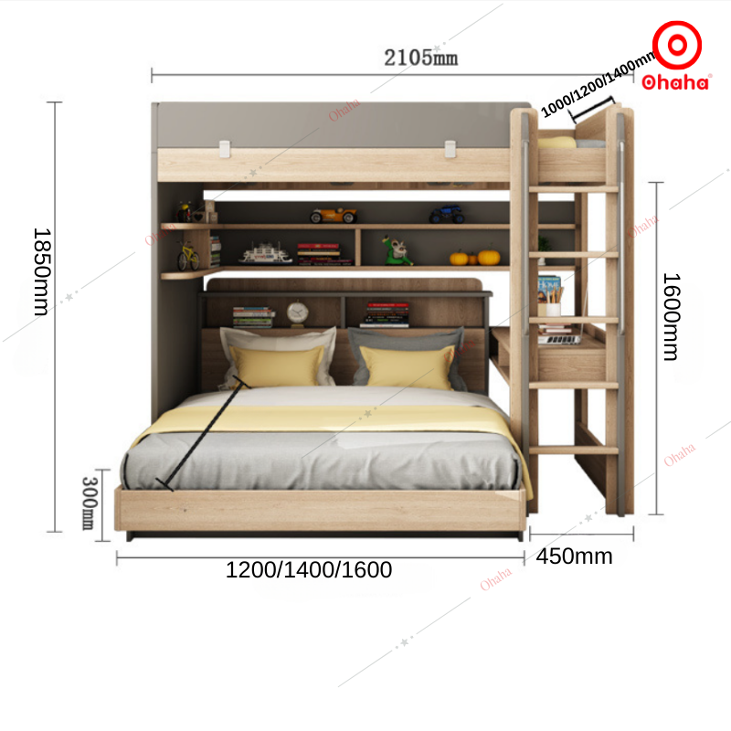 Giường tầng thông minh đa năng Ohaha - GTĐN030