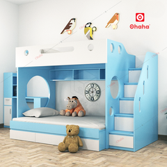 Giường tầng thông minh hiện đại Ohaha kèm cầu thang hộc - GTTM049