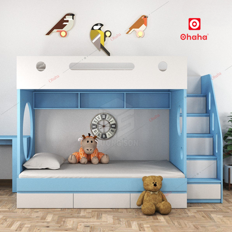 Giường tầng thông minh hiện đại Ohaha kèm cầu thang hộc - GTTM049