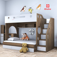 Giường tầng thông minh hiện đại Ohaha kèm cầu thang hộc - GTTM049