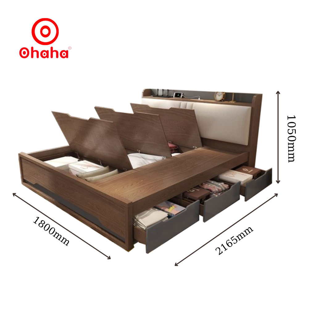 Giường ngủ gỗ công nghiệp bọc nệm Ohaha - GN001