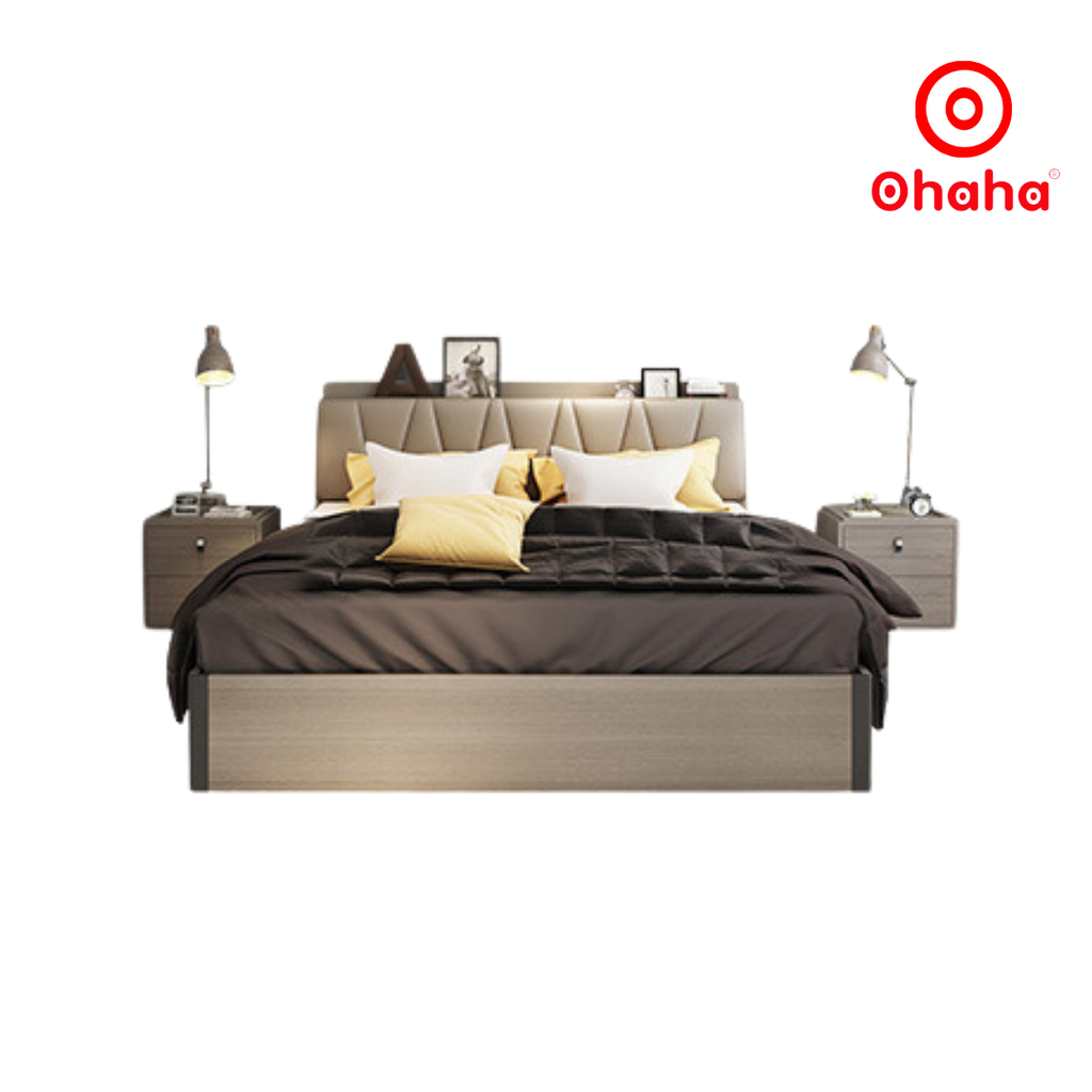 Giường ngủ gỗ cao cấp  bọc nệm OHAHA - GN007