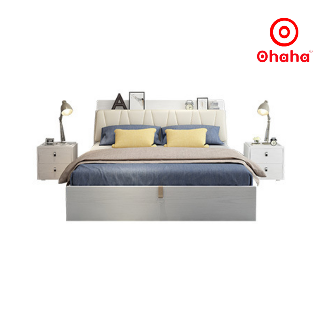 Giường ngủ gỗ cao cấp  bọc nệm OHAHA - GN007