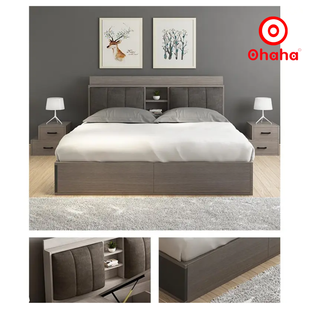 Giường ngủ gỗ công nghiệp bọc nệm OHAHA - GN008