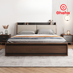 Giường ngủ gỗ cao cấp bọc nệm OHAHA - GN010
