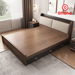 Giường ngủ gỗ cao cấp bọc nệm OHAHA - GN010