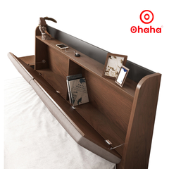 Giường ngủ gỗ cao cấp bọc nệm OHAHA - GN010