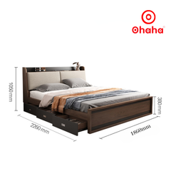 Giường ngủ gỗ cao cấp bọc nệm OHAHA - GN010