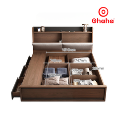 Giường ngủ gỗ cao cấp bọc nệm OHAHA - GN010