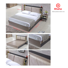Giường ngủ gỗ cao cấp bọc nệm OHAHA - GN011