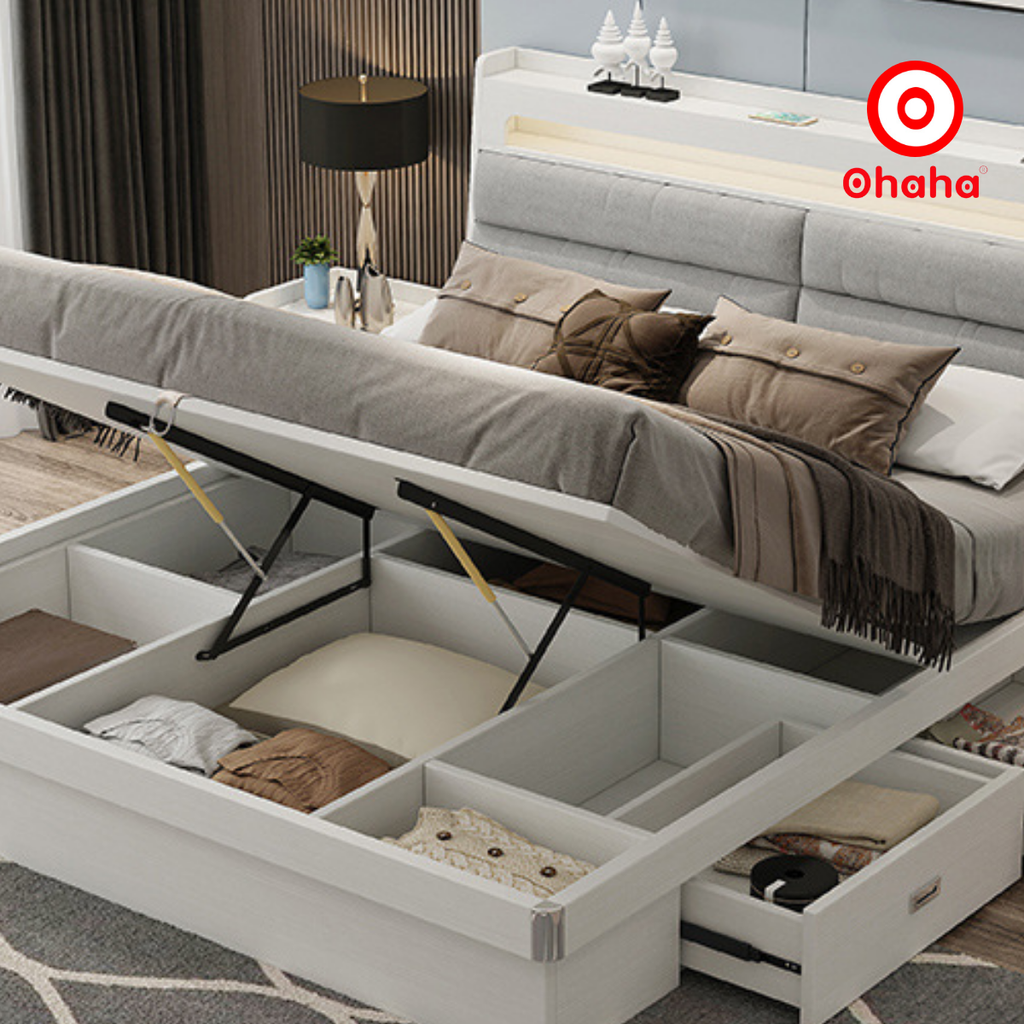 Giường ngủ gỗ công nghiệp  bọc nệm OHAHA - GN013