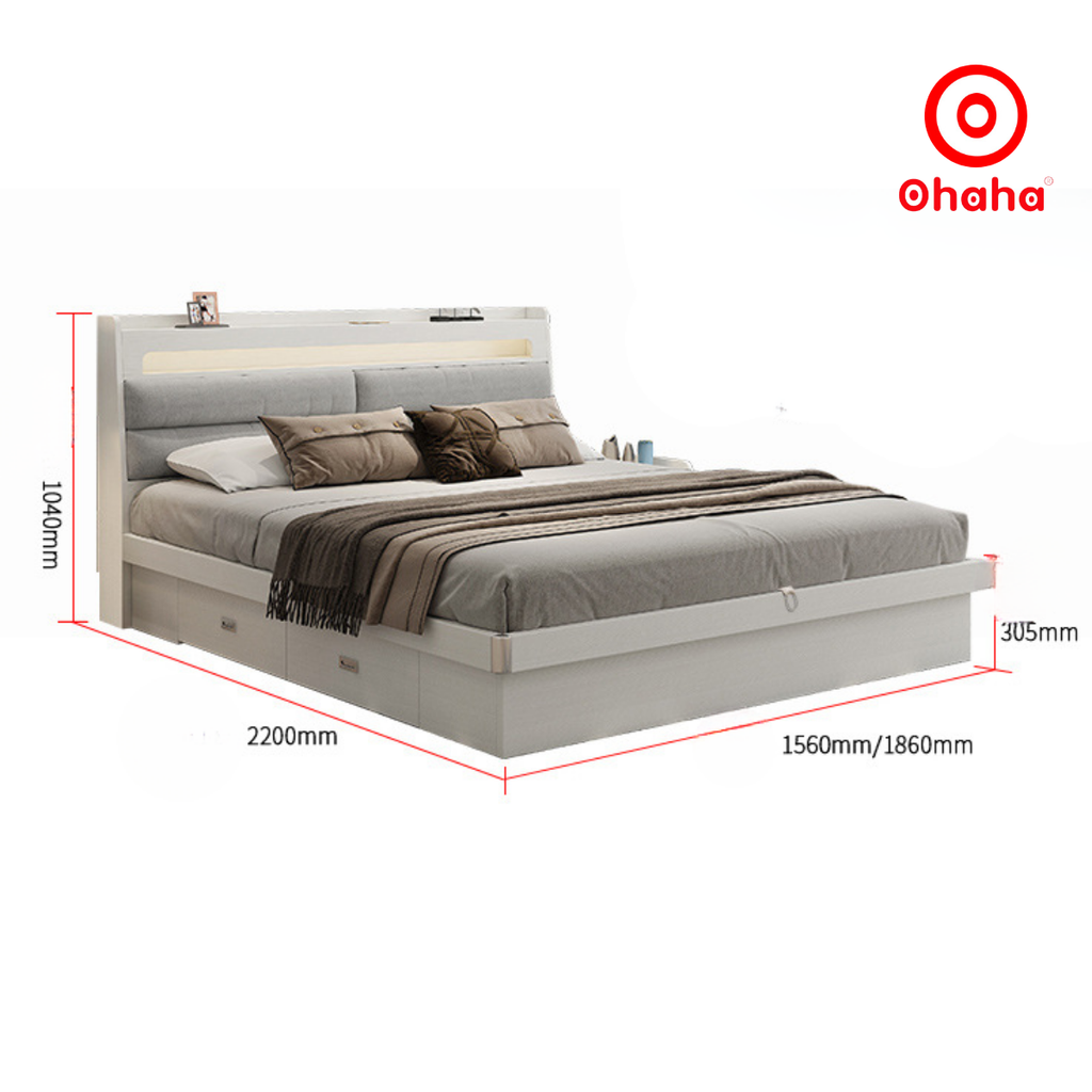 Giường ngủ gỗ công nghiệp  bọc nệm OHAHA - GN013