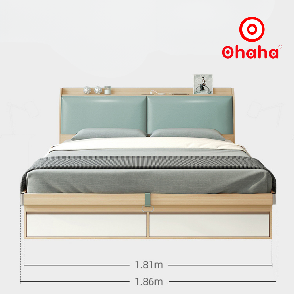 Giường ngủ gỗ công nghiệp bọc nệm OHAHA - GN016