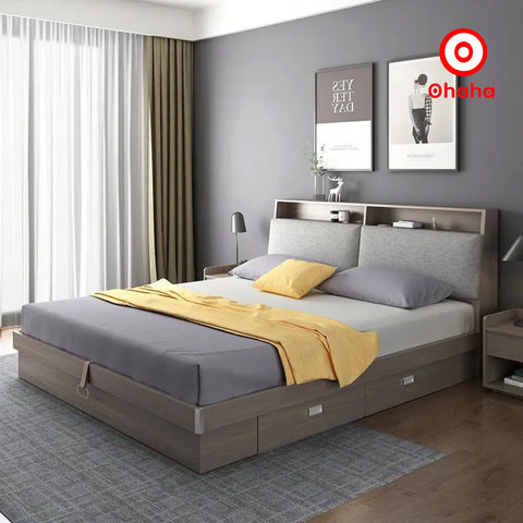 Giường ngủ gỗ công nghiệp bọc nệm OHAHA - GN018