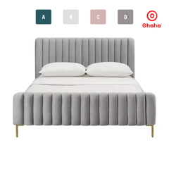 Giường ngủ bọc nệm vải nỉ gỗ cao cấp phong cách Bắc Âu Ohaha  - GN027