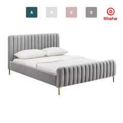 Giường ngủ bọc nệm vải nỉ gỗ cao cấp phong cách Bắc Âu Ohaha  - GN027