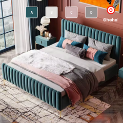 Giường ngủ bọc nệm vải nỉ gỗ cao cấp phong cách Bắc Âu Ohaha  - GN027