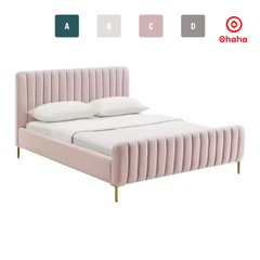 Giường ngủ bọc nệm vải nỉ gỗ cao cấp phong cách Bắc Âu Ohaha  - GN027