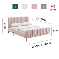 Giường ngủ bọc nệm vải nỉ gỗ cao cấp phong cách Bắc Âu Ohaha  - GN027