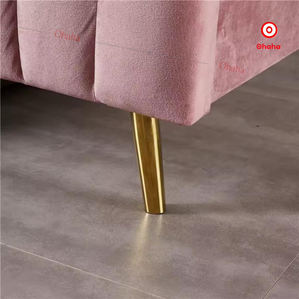 Giường ngủ bọc nệm vải nỉ khung gỗ chân sắt sang trọng, cao cấp phong cách Bắc Âu Ohaha - GN028