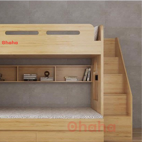 Giường tầng thông minh hiện đại Ohaha kèm cầu thang hộc - GTHĐ008