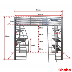 Giường tầng thông minh khung sắt có bàn học Ohaha - GTS007