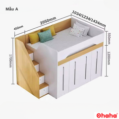 Giường tầng thông minh Ohaha kết hợp tủ áo - GTTM014