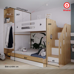 Giường tầng thông minh Ohaha kết hợp tủ quần áo - GTTM043