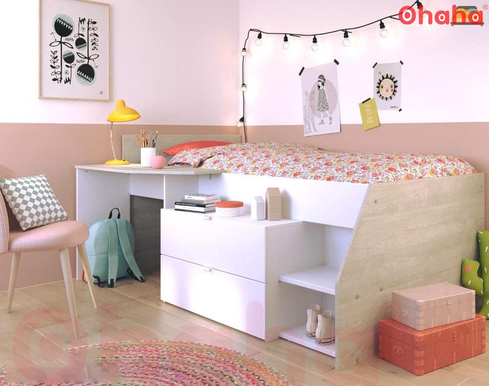 Giường Ngủ Gỗ Đa Năng OHAHA Phong Cách Hàn Quốc - HQ002