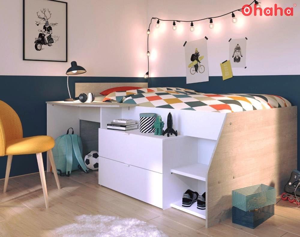 Giường Ngủ Gỗ Đa Năng OHAHA Phong Cách Hàn Quốc - HQ002