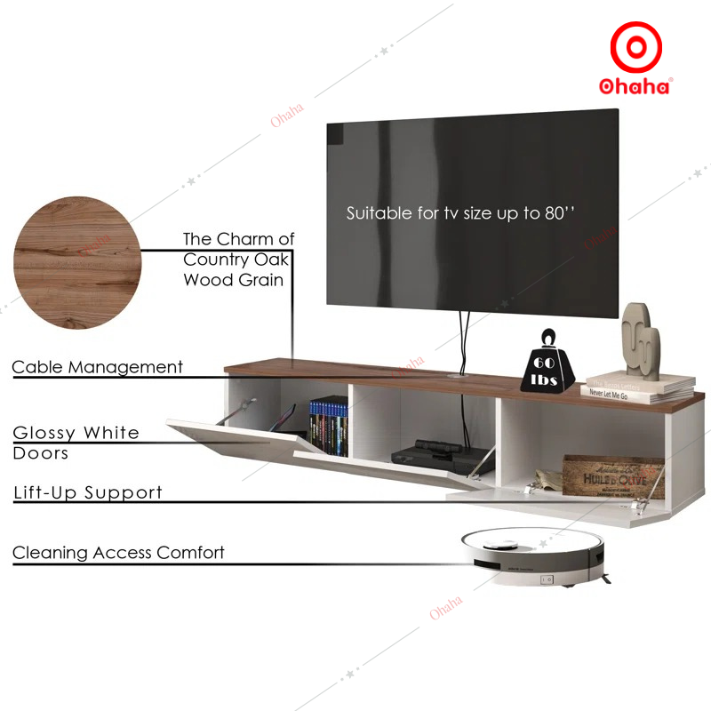 Kệ Tivi Treo Tường Màu Trắng Trang Nhã - TV010