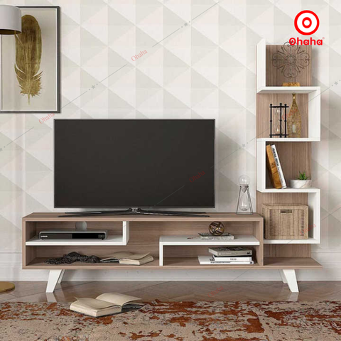 Kệ Tivi Gỗ Công Nghiệp Kết Hợp Kệ Sách OHAHA - TV022