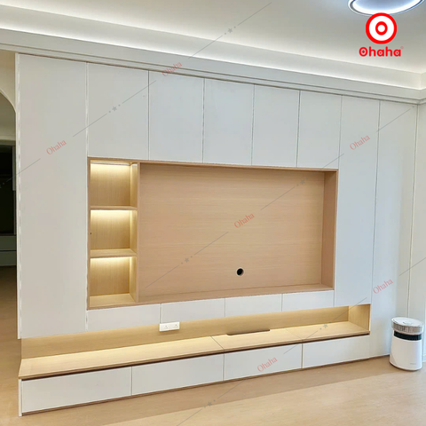Kệ Tivi Gỗ Công Nghiệp Nhiều Ngăn (Kèm LED) OHAHA - TV001