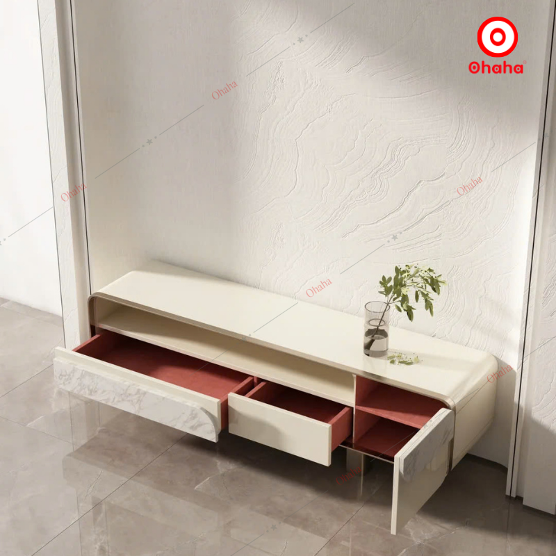 Kệ Tivi Bo Cạnh Mềm Mại Có Hộc Kéo - TV003