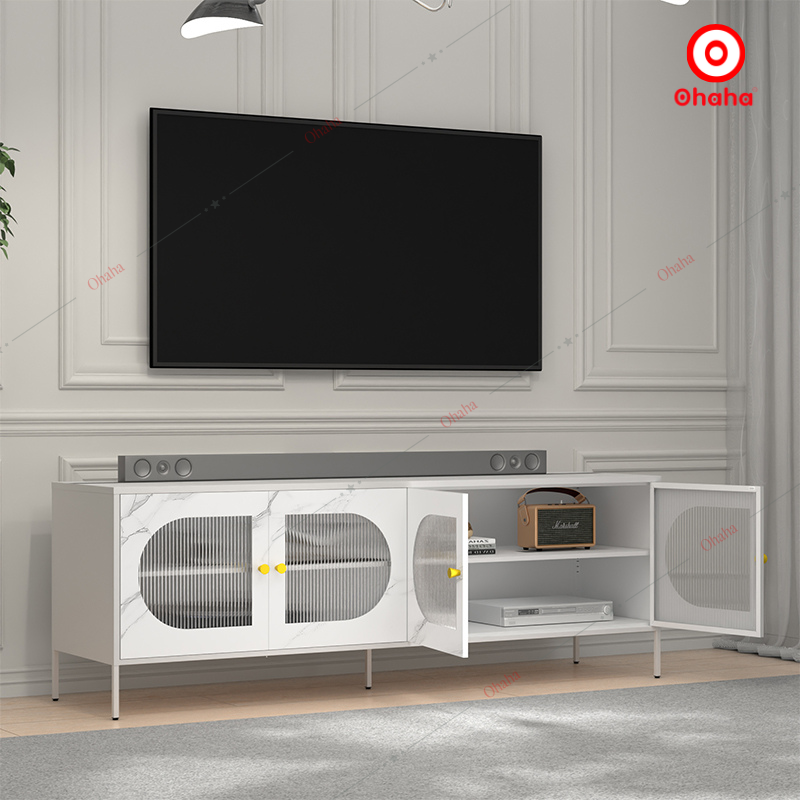 Tủ Tivi Hiện Đại 4 Cửa Có Tủ Lưu Trữ (Màu Trắng) - TV012