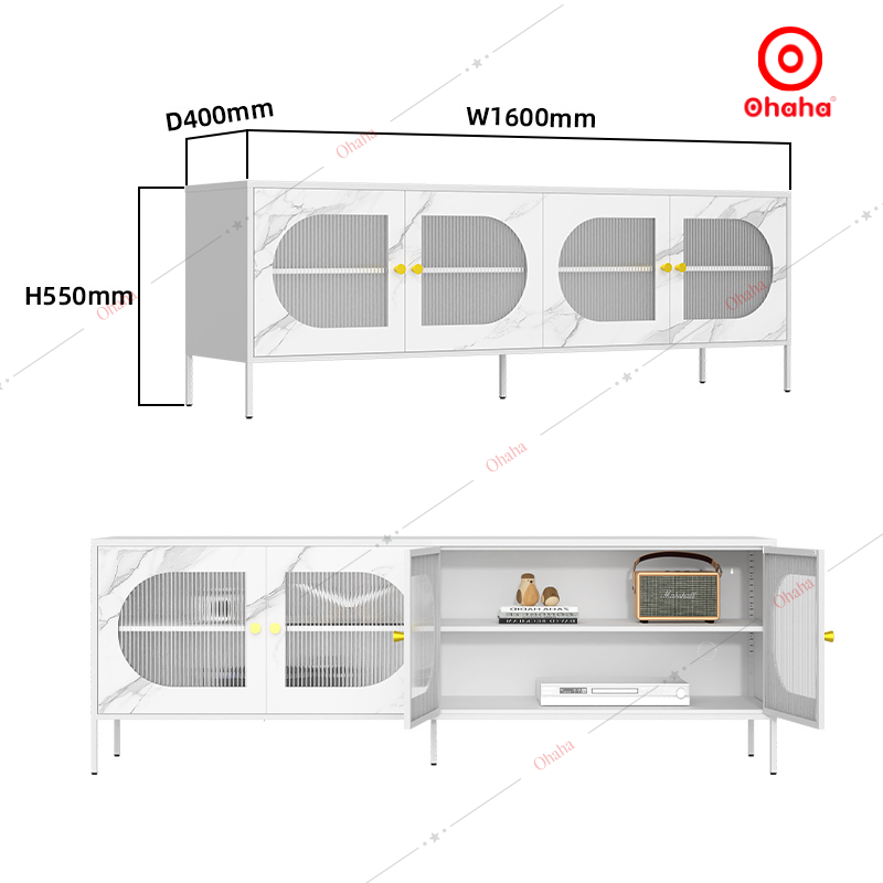 Tủ Tivi Hiện Đại 4 Cửa Có Tủ Lưu Trữ (Màu Trắng) - TV012