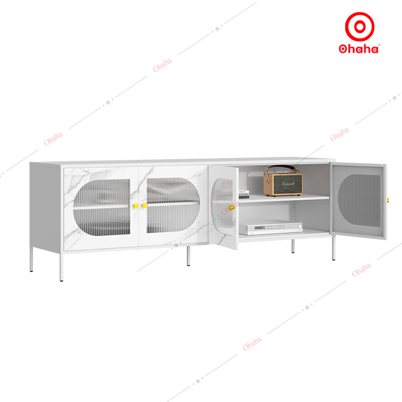 Tủ Tivi Hiện Đại 4 Cửa Có Tủ Lưu Trữ (Màu Trắng) - TV012