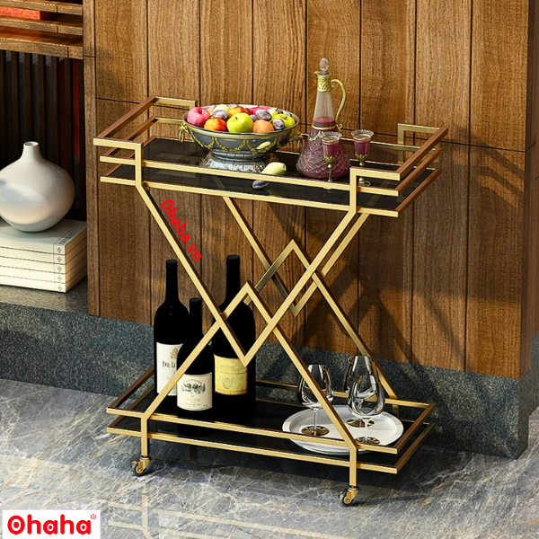 Kệ trang trí phòng khách sang trọng có bánh xe cao cấp Ohaha - KTT024